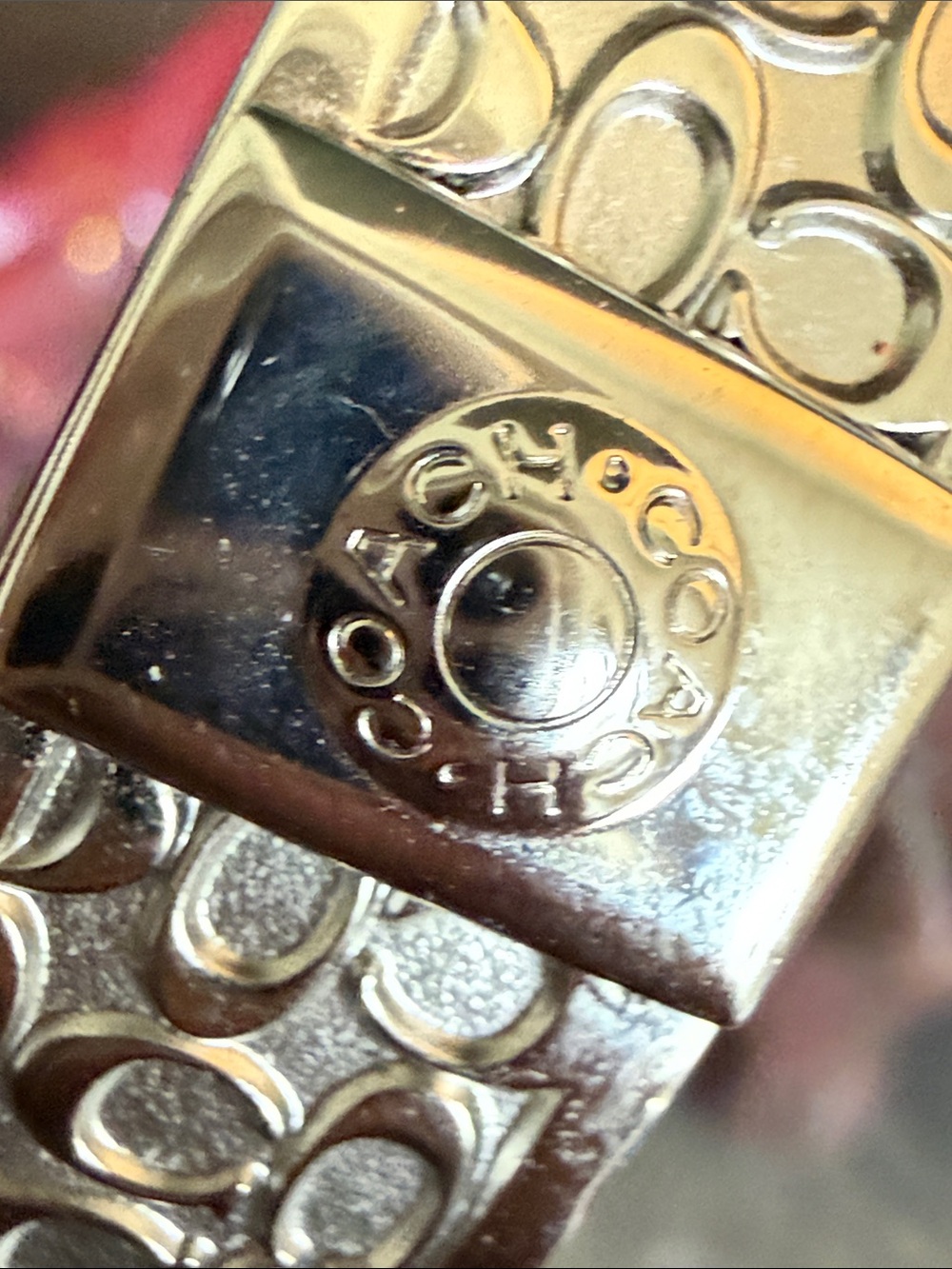 Coach Silver-Tone Bangle with Signature Pattern - Picture 2 of 7